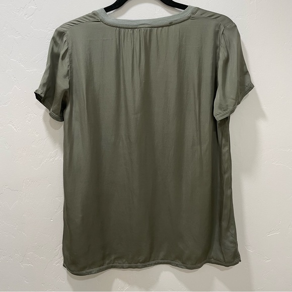 Nation LTD June Sateen V Neck Top Vintage Army Green Viscose Satin Women's XS - Picture 5 of 16
